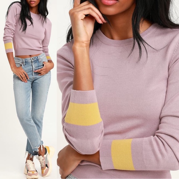 Lulus Tops - 🆕 Lulu’s Lavender & Yellow Sweater Top